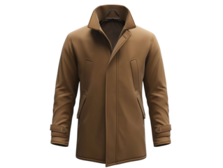 Plain men's winter coat isolated on white.