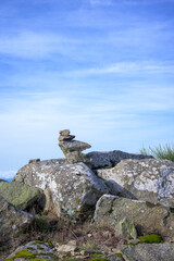 Apacheta milestone sign construction of granite stones to indicate that you are on the right path...