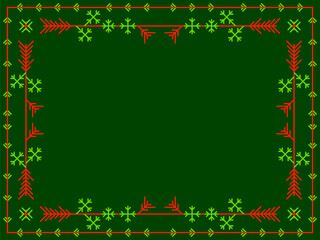 Snowflakes frame for Christmas and New Year greetings. Winter frame with snowflakes in geometric line art style. Design for greeting card, flyers and invitations. Vector illustration