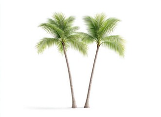Obraz premium Two Majestic Palm Trees Against a Pristine White Background
