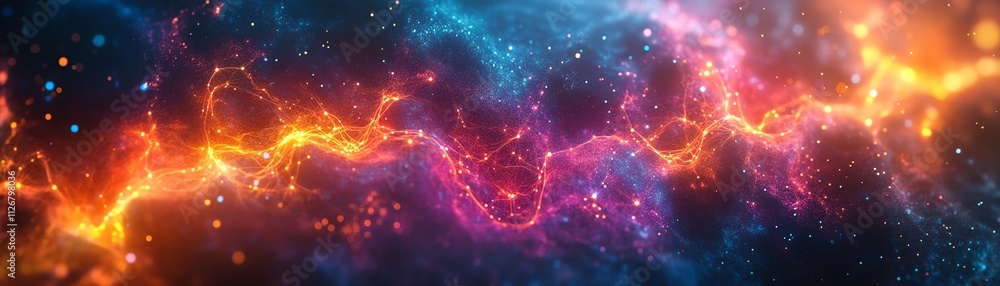 Leinwandbilder a futuristic digital network of interconnected nodes, glowing with vibrant colors, symbolizing data 