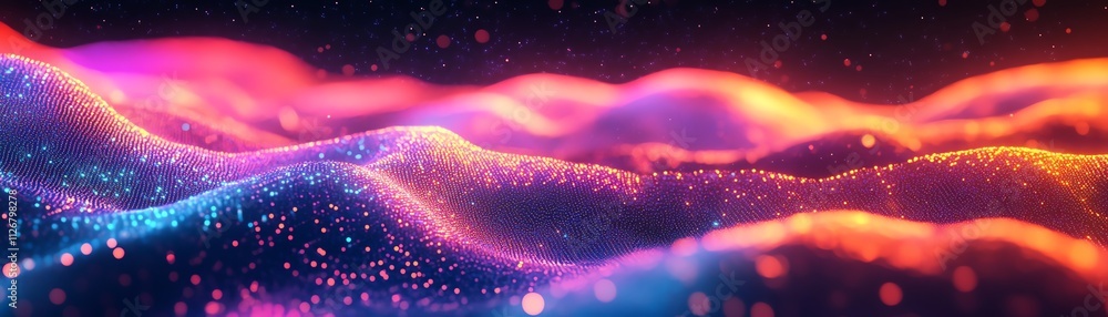 Aufkleber A futuristic digital network of interconnected nodes, glowing with vibrant colors, symbolizing data flow and neural connections in a hightech, abstract setting