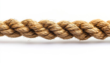 Obraz premium Tightly twisted natural fiber rope. A close-up of twisted natural fiber rope, highlighting its texture and strength for outdoor use.