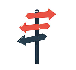 An icon of a signpost with four arrows pointing in different cardinal directions, set against a white background