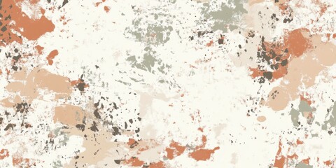 Abstract splatter design with earthy tones and textured patterns.