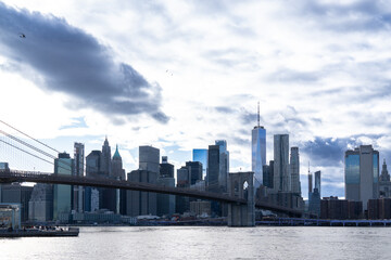 Fototapeta premium Manhattan and Brooklyn Bridges Seen from DUMBO in Daylight