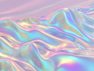 Fototapeta premium Captivating iridescent waves abstract digital art vibrant color palette surreal environment aesthetic perspective modern concept