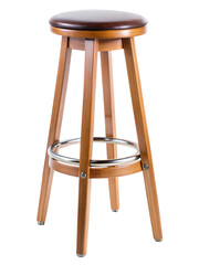 Stylish wooden bar stool with padded seat designed for comfort in dining and entertainment areas