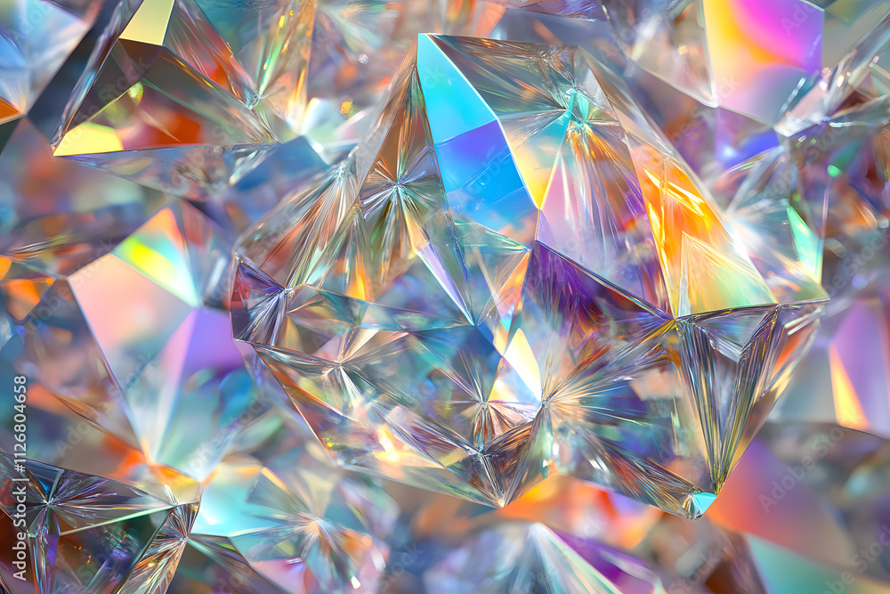 Poster vibrant reflection of crystals abstract art digital creation colorful environment close-up view beau