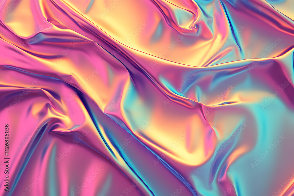 Poster flowing iridescent fabric artistic setup textile photography soft lighting abstract viewpoint colorf