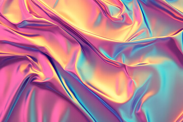 Obraz premium Flowing iridescent fabric artistic setup textile photography soft lighting abstract viewpoint colorful texture exploration