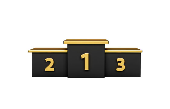 Gold and Black Winner Podium on white isolated background 3d illustration
