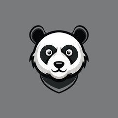 Panda face gaming logo design gray