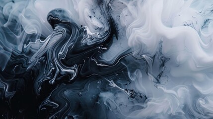 Abstract Swirling Black and White Paint Design