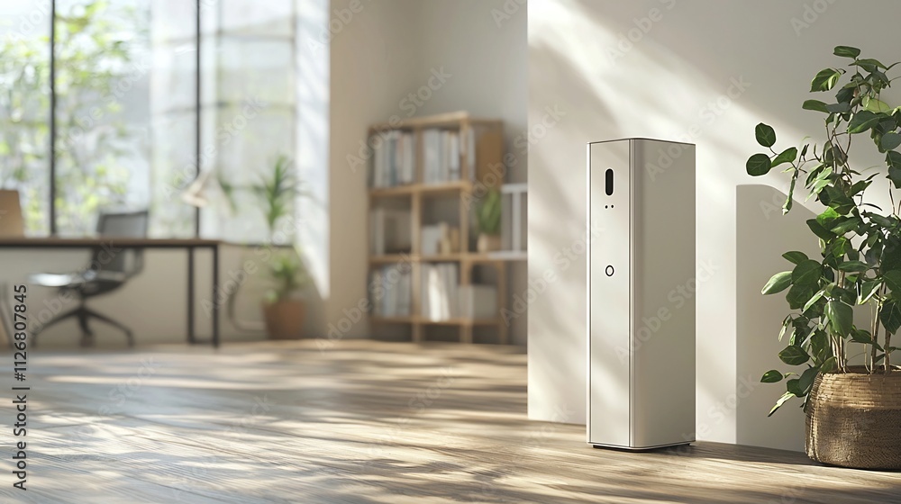 Poster sleek and futuristic motion detector device displaying real time movement patterns and analytics on 