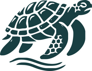 Sea Turtle, Minimalist and Simple Silhouette - Vector