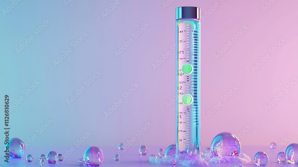 Poster a conceptual photography image of a futuristic thermometer with a sleek holographic interface the te