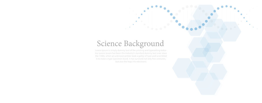 Geometric abstract background with black and white hexagons. Structure molecule and communication. Science, technology and medical concept. Vector illustration