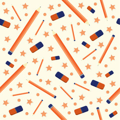 Pencil and erase drawing kids seamless pattern