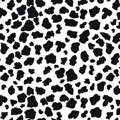 Fototapeta premium Black leopard print seamless pattern, simple vector illustration in the style of clipart style on a white background