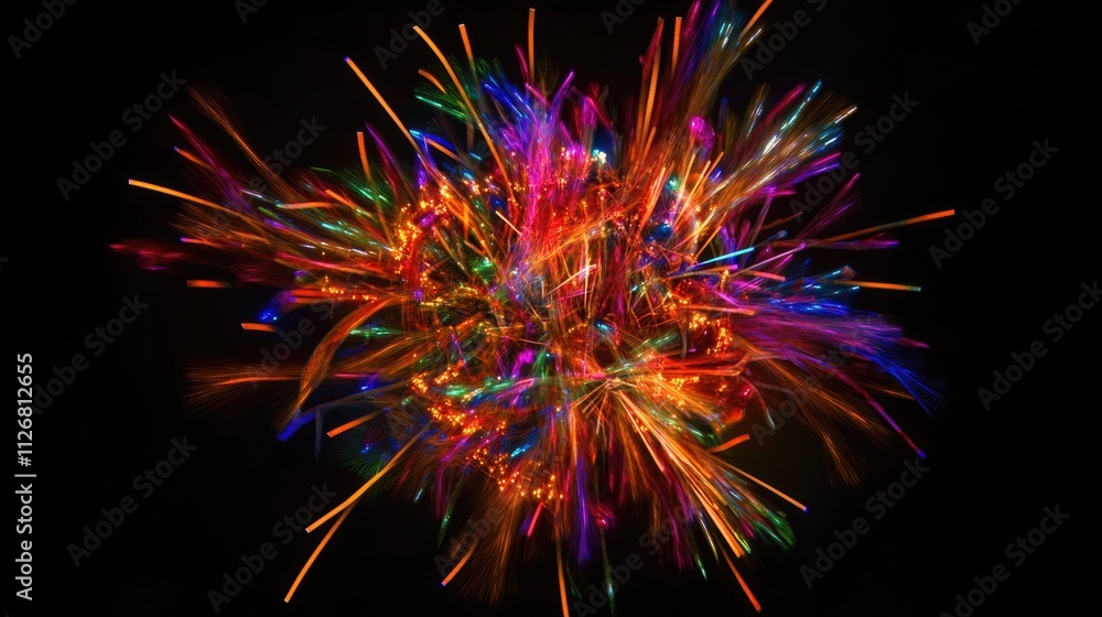 Poster colorful explosion of light and color. the image is a representation of a fireworks display. the vib