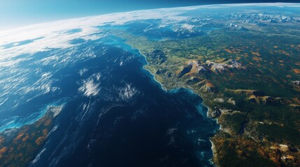 Ultra detailed, photorealistic depiction of Earth from space with a focus on the coastlines of the Beaufort Sea