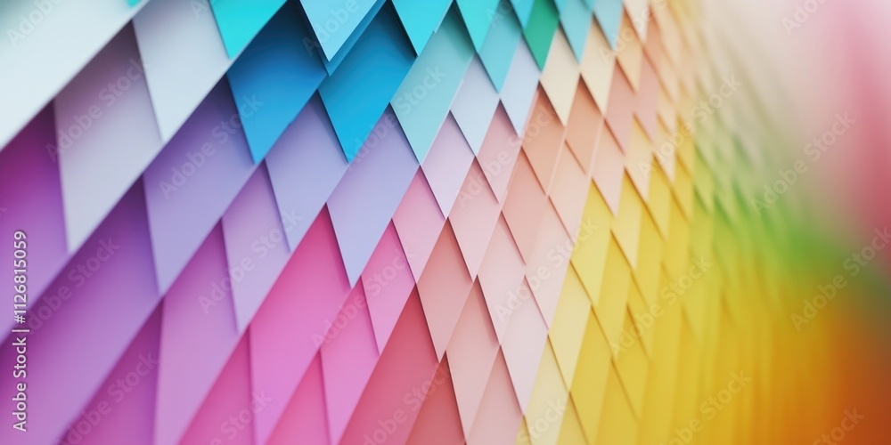 Poster colorful pattern of squares with a rainbow background. the squares are in different colors and are a