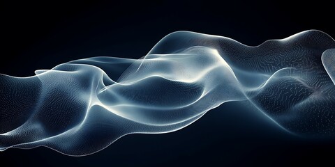 Obraz premium Abstract glowing blue wave on dark background.