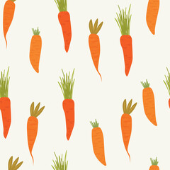 Seamless pattern with hand drawn carrots. Vector illustration.