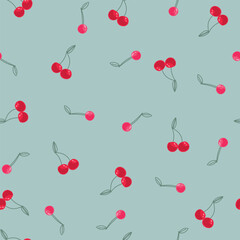 Seamless pattern with cherries,Vector illustration.