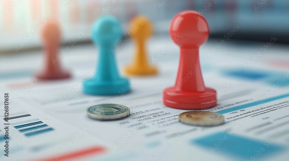 Poster digital business tax audit and financial data analysis with documents and 3d
