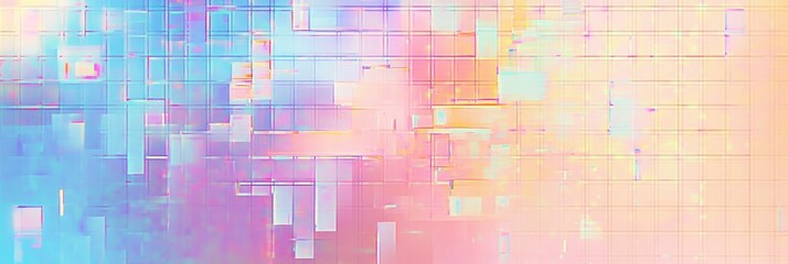 Abstract digital glitch pattern, pastel colors, grid.