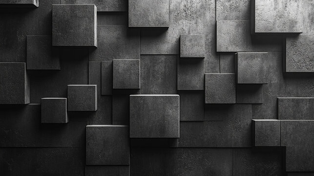 Abstract geometric pattern with dark black and anthracite gray tones, showcasing symmetry and texture. The design evokes mystery, sophistication, and modernity, ideal for creative projects