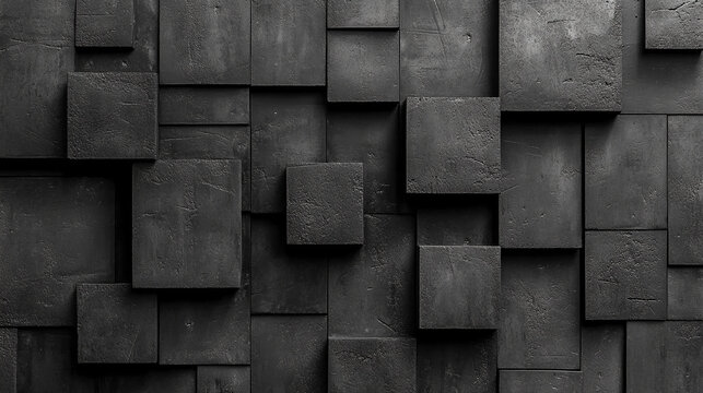 Abstract geometric pattern with dark black and anthracite gray tones, showcasing symmetry and texture. The design evokes mystery, sophistication, and modernity, ideal for creative projects