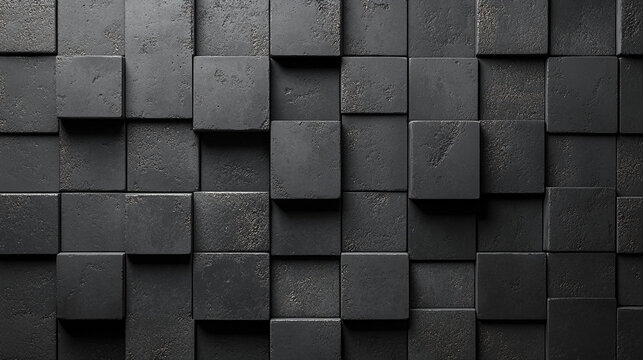 Abstract geometric pattern with dark black and anthracite gray tones, showcasing symmetry and texture. The design evokes mystery, sophistication, and modernity, ideal for creative projects