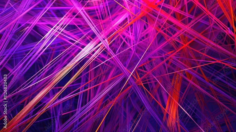 Poster colorful background with purple and red lines. the lines are thick and thin, creating a sense of dep