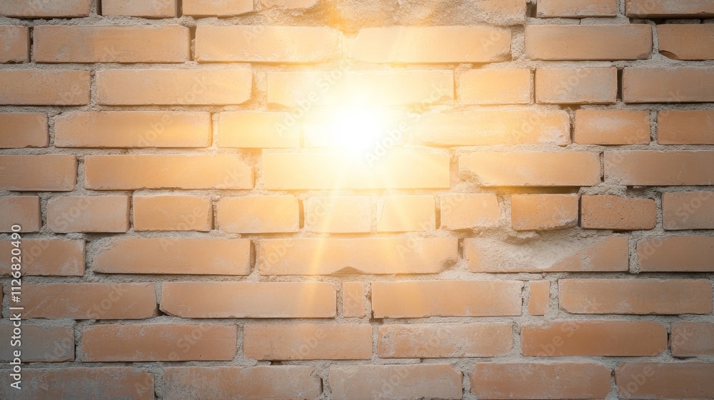 Poster illuminated brick wall with soft glowing light emitting through the surface, capturing the essence o