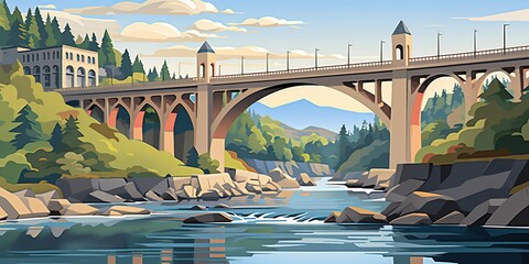 Fototapeta premium bridge over the river