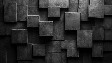 Abstract geometric pattern with dark black and anthracite gray tones, showcasing symmetry and texture. The design evokes mystery, sophistication, and modernity, ideal for creative projects