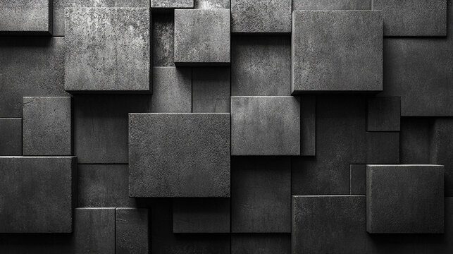 Abstract geometric pattern with dark black and anthracite gray tones, showcasing symmetry and texture. The design evokes mystery, sophistication, and modernity, ideal for creative projects