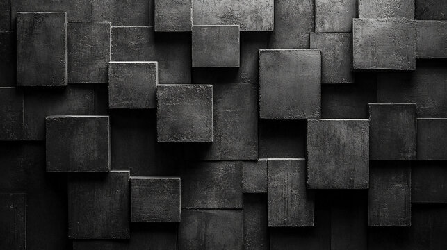 Abstract geometric pattern with dark black and anthracite gray tones, showcasing symmetry and texture. The design evokes mystery, sophistication, and modernity, ideal for creative projects