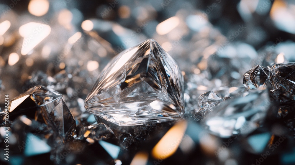Poster close up of a diamond with other diamonds surrounding it. the diamond is the main focus of the image