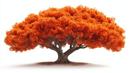 Vibrant orange tree with lush foliage in a bright, clean setting showcasing autumn colors