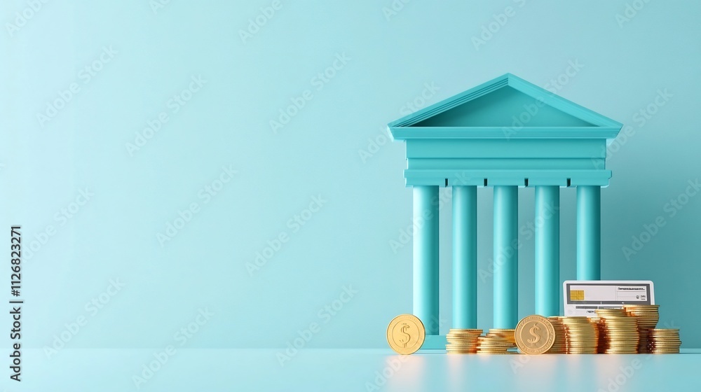 Poster 3d bar graph with tax submission progress and digital payment icon