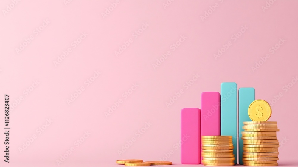 Aufkleber 3d bar graph displaying tax submission progress with digital payment icon