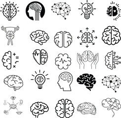 A set of business-related icons in black and white, covering various concepts like teamwork, communication, and productivity