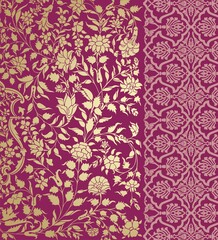 wedding card design, traditional paisley floral pattern , royal India	