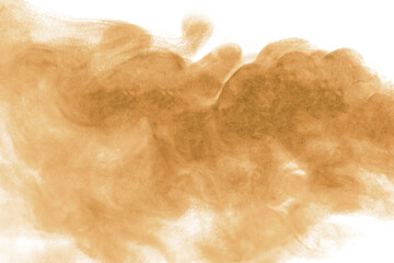 brown dust smoke isolated on a black background. concept of texture cold mist or hot vapor, fog effect, and cloud for design air pollution, element smog