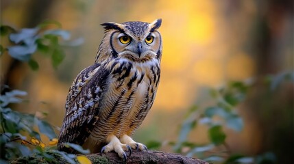 Fototapeta premium An owl stands on a branch