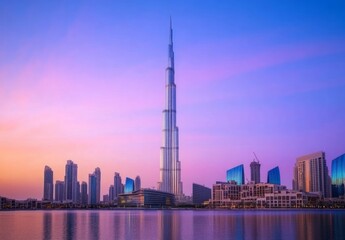 Obraz premium Dubai Skyline at Sunset: A Breathtaking Architectural Marvel